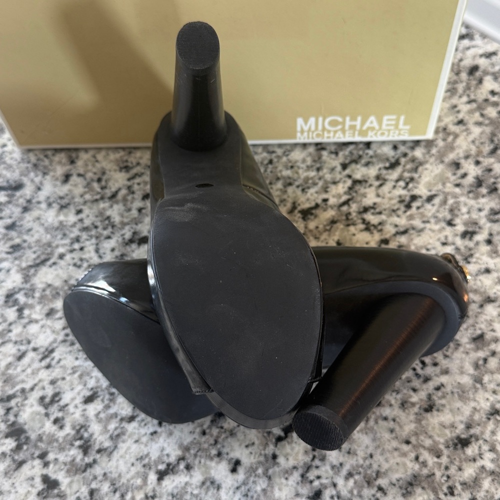 Michael Kors Glossy Black Peep-Toe Heels - Picture 4 of 4